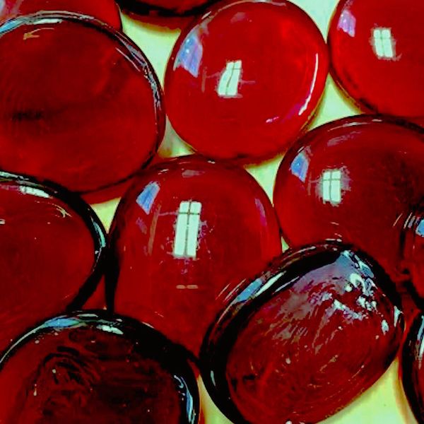 Pebbles 7/8" Diameter 1lb-14.8oz Flat Red Glass Gems 165 Nuggets Marbles 