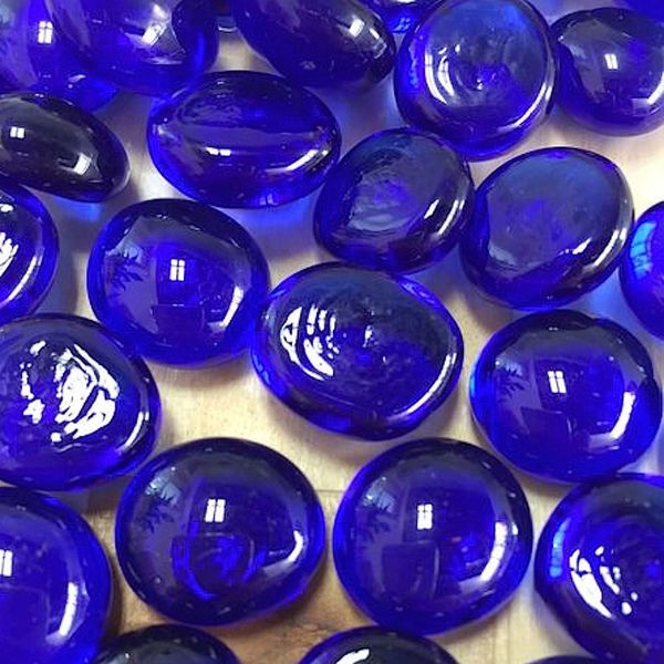 Pebbles Marbles 1LB M DEEP BLUE Glass Gems Nuggets 