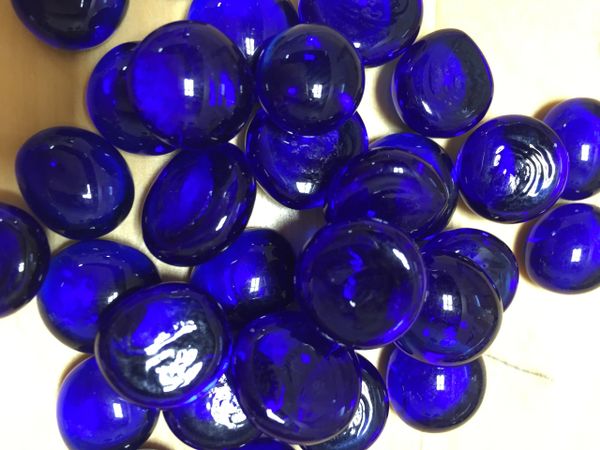 Pebbles Marbles 1LB Nuggets M DEEP BLUE Glass Gems 