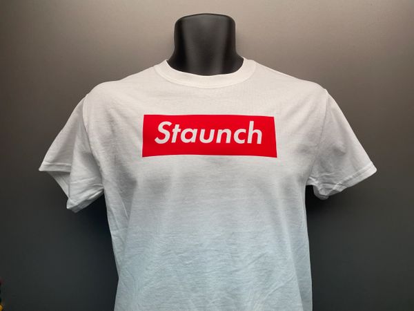 The “Staunch" Red Block White T-Shirt