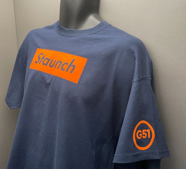 The “Staunch" Orange Block Blue T-Shirt