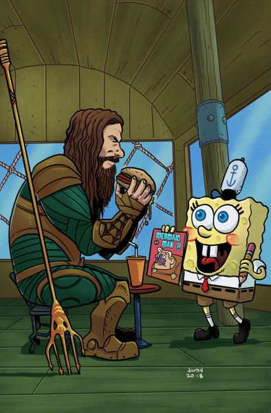 Aquaman Spongebob Mashup Print