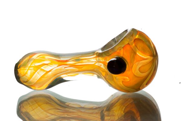 GP43 - 3" Color Changing Glass Pipe With See Through Flower Design
