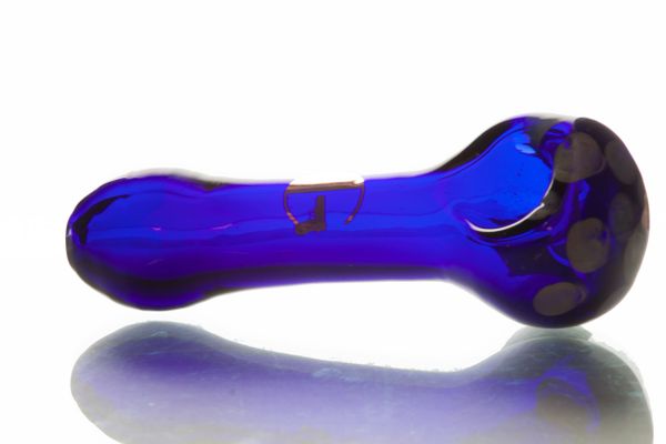 GP25 - 4" Blue Glass Pipe With Fumed Dots Head