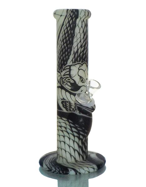 SWP11D - 10" SNAKE PRINT + GLOW IN THE DARK SILICONE STRAIGHT TUBE