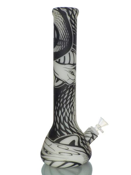 SWP16D - 14" SNAKE PRINT + GLOW IN THE DARK SILICONE WATER PIPE