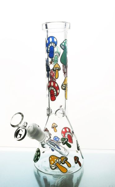 GG204 - 10.5" Mushroom Decals Water Pipe With Ice Notches