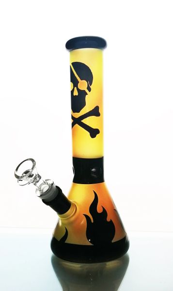 GG205 - 10" Glass Water Pipe With Pirate And Flames Decals