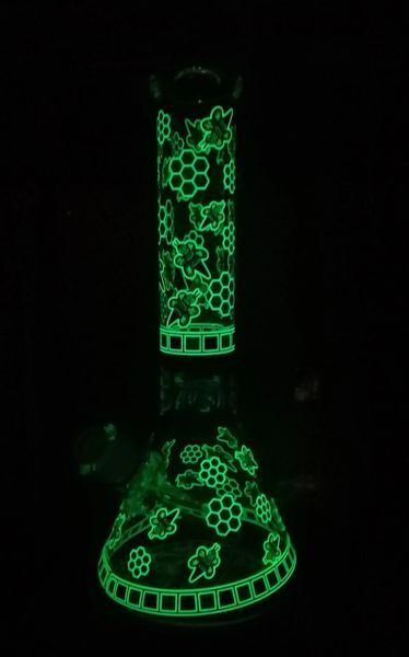 GG236 - 9MM THICK 14'' HONEYCOMB AND BEE DECALS BONG