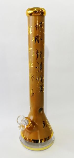 GG250 - 18'' ELECTROPLATED BEAKER WITH POT LEAF DESIGNS. 7MM THICK