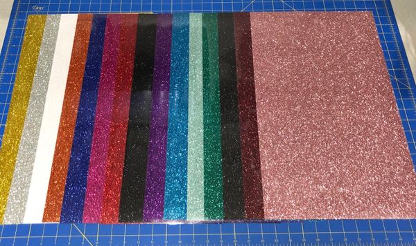 Siser Glitter Iron On Heat Transfer, 5 12”x20” Sheets, Choose 5 Colors