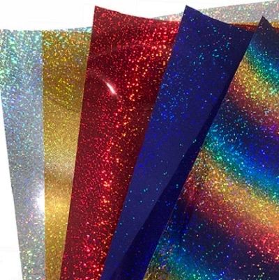 Siser Holographic Iron On Heat Transfer Choose 3 Colors 10" x 12" Sheets, Silver, Gold, Red, Royal Blue, Rainbow