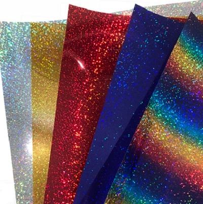 Siser Holographic Iron On Heat Transfer 1 Sheet 12" x 20" Choose Color, Silver, Gold, Red, or Royal Blue, Rainbow