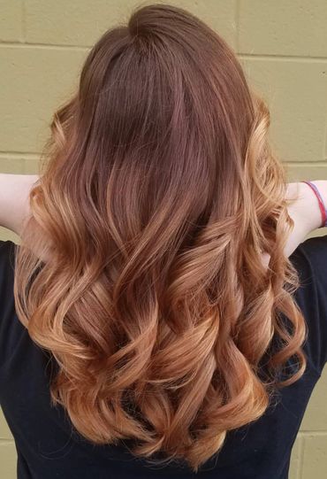 Copper balayage with root melt.