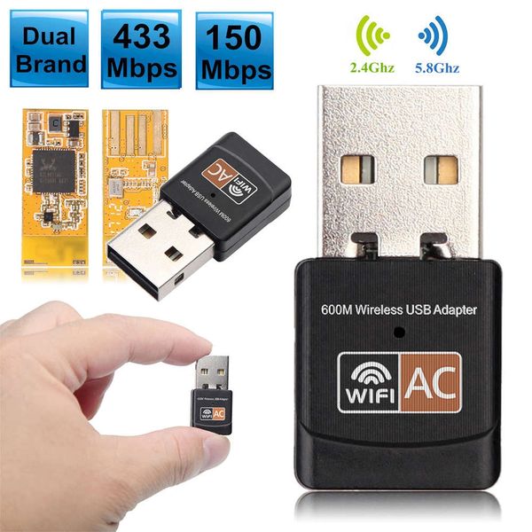 600Mbps Dual Band 2.4G / 5GHz Wireless Network Card Mini Lan USB 2.0 ...
