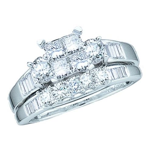 QUAD SETTING 1.00CTW PRINCESS CUT BRIDAL SET