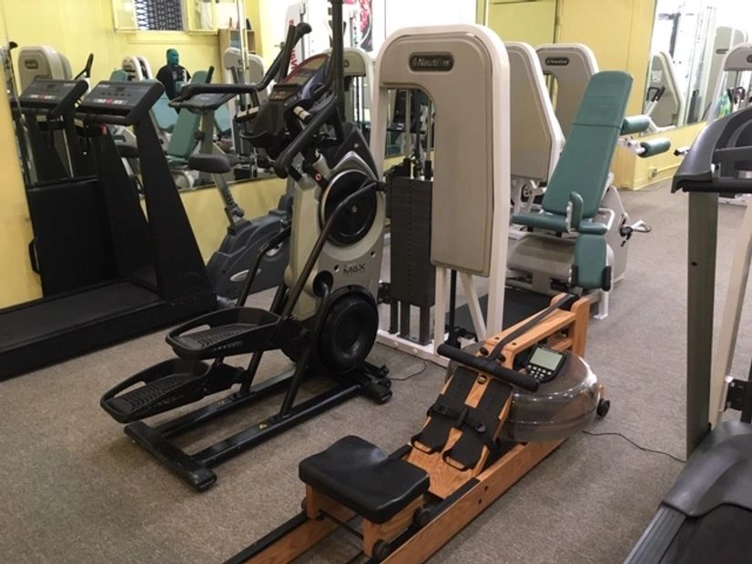 Treadmill, water rowing machine, stepper, upright and recumbent bikes.