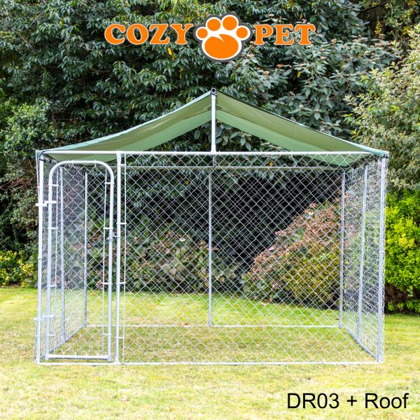 Chain link dog kennel best sale with roof