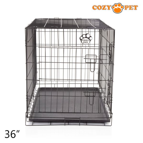 We do not ship to Northern Ireland, Scottish Highlands & Islands, Channel Islands, IOM or IOW. Cozy Pet Dog Cage 30 Black Metal Tray Folding Puppy Crate Cat Carrier Dog Crate DC30B. 