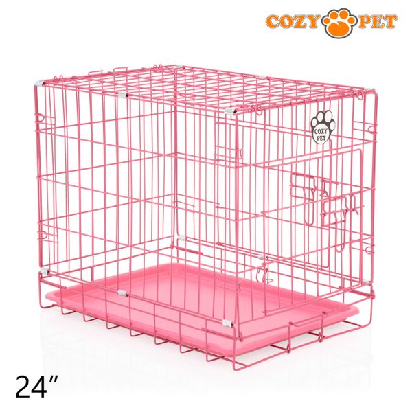 Dog Cage in Pink Puppy Crate Cozy Pet Travel Cages ABS tray Cozy