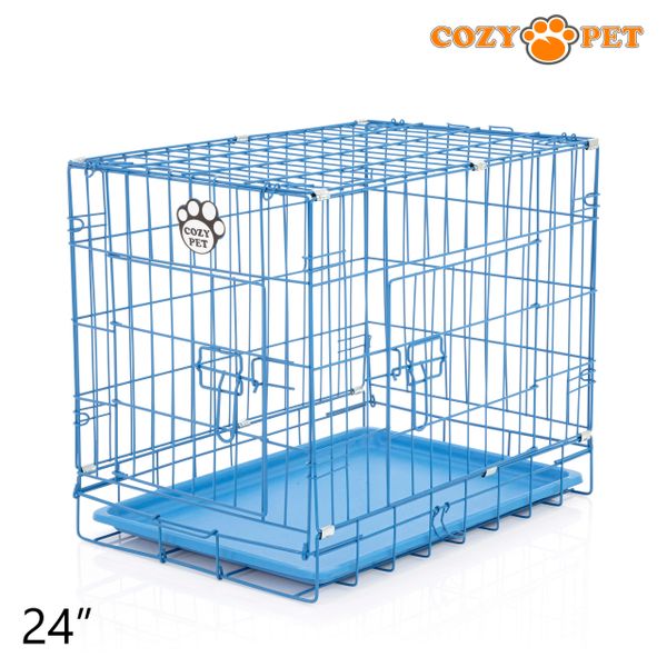 Blue shop dog cage