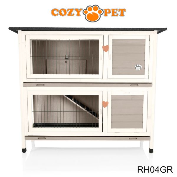 Cozy Pet Rabbit Hutch Grey and White Cozy Pet Ltd