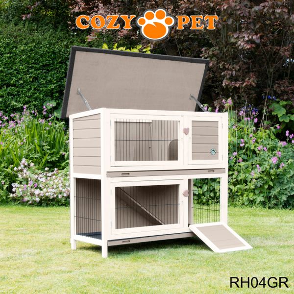 Cozy Pet Rabbit Hutch Grey and White Cozy Pet Ltd