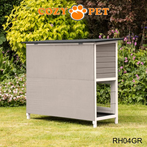 Cozy Pet Rabbit Hutch Grey and White Cozy Pet Ltd