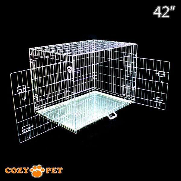 Dog Cage Puppy Crate Cozy Pet Travel Cages in Silver Zinc Coated Cozy