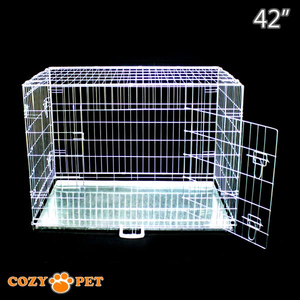 Dog Cage Puppy Crate Cozy Pet Travel Cages in Silver Zinc Coated Cozy