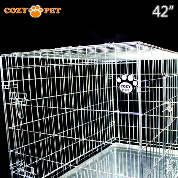 Dog Cage Puppy Crate Cozy Pet Travel Cages in Silver Zinc Coated Cozy