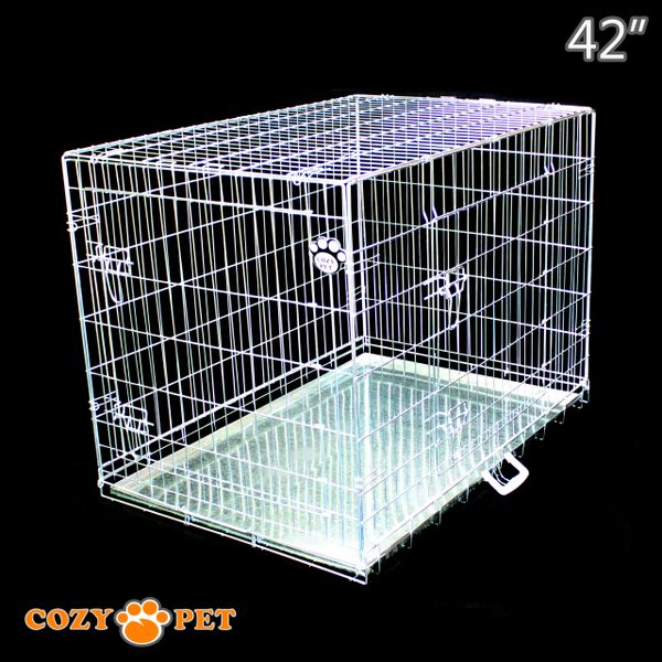 Dog Cage Puppy Crate Cozy Pet Travel Cages in Silver Zinc Coated Cozy