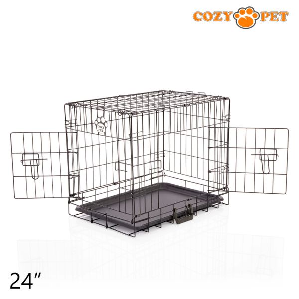 24 Cozy Pet Dog Cage in Black with ABS Tray DCP24B Customer Return 40 Discount