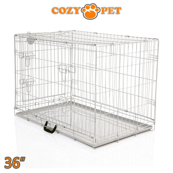 Dog Cage Puppy Crate 36" Cozy Pet Travel Cages Light Grey Cozy Pet Ltd