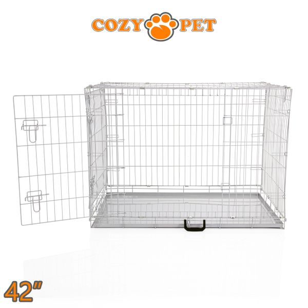 Dog Cage Puppy Crate 42" Cozy Pet Travel Cages Light Grey Cozy Pet Ltd