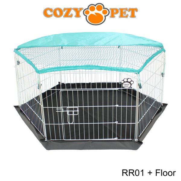 Cozy Pet Rabbit Run 6 Panel Playpen With Sunshade And Floor