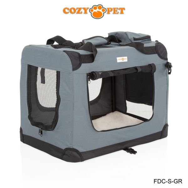 Fabric Dog Crate 60cm Grey by Cozy Pet FDC S GR Cozy Pet Ltd