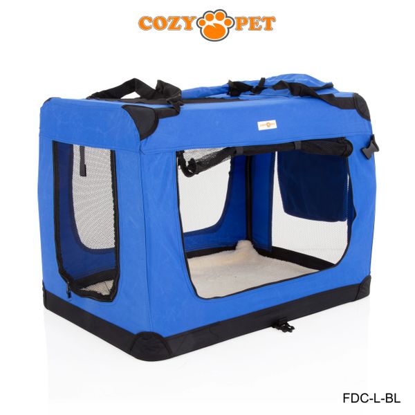 Fabric Dog Crate 82cm Blue by Cozy Pet FDC L BL Cozy Pet Ltd