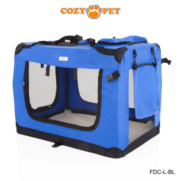 Fabric Dog Crate 82cm Blue by Cozy Pet FDC-L-BL | Cozy Pet Ltd