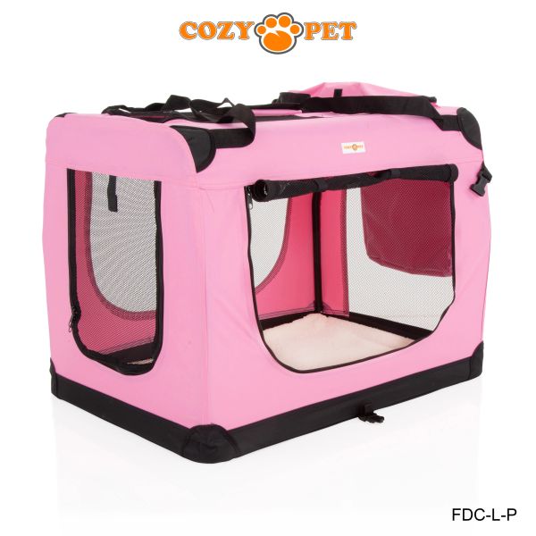 Fabric Dog Crate 82cm Pink by Cozy Pet FDC-L-P | Cozy Pet Ltd