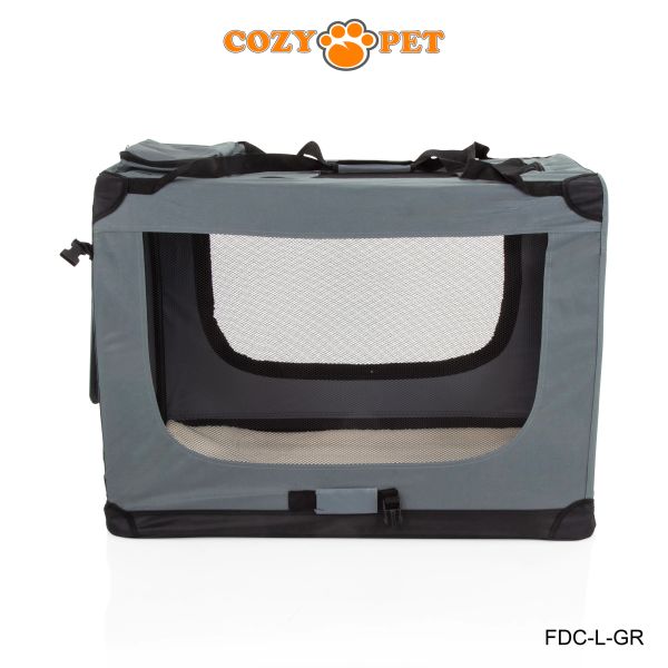 Fabric Dog Crate 82cm Grey by Cozy Pet FDC-L-GR | Cozy Pet Ltd - Cozy Pet Crate With Storage