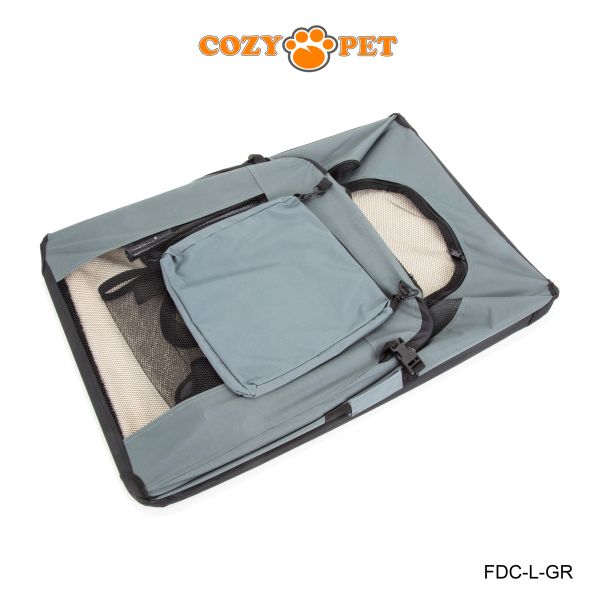View of Fabric Dog Crate 82cm Grey by Cozy Pet FDC-L-GR | Cozy Pet Ltd