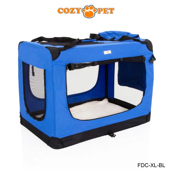 Fabric Dog Crate 90cm Blue by Cozy Pet FDC XL BL Cozy Pet Ltd