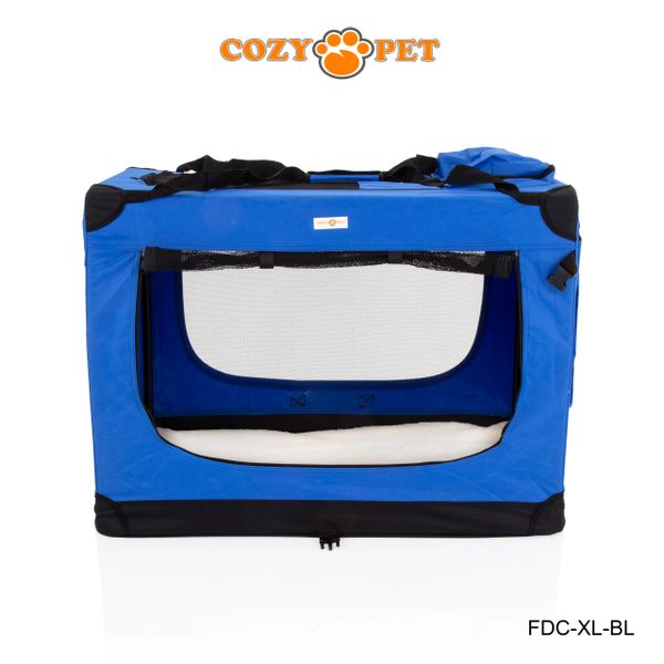 Fabric Dog Crate 90cm Blue by Cozy Pet FDCXLBL Cozy Pet Ltd