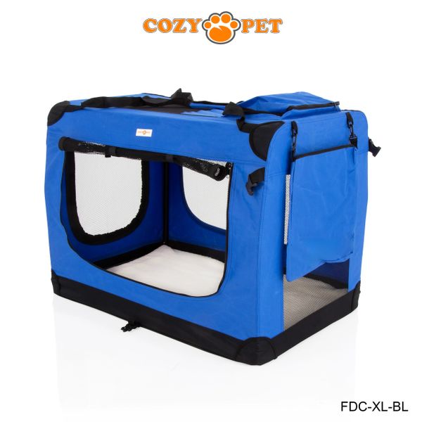 Fabric Dog Crate 90cm Blue by Cozy Pet FDCXLBL Cozy Pet Ltd