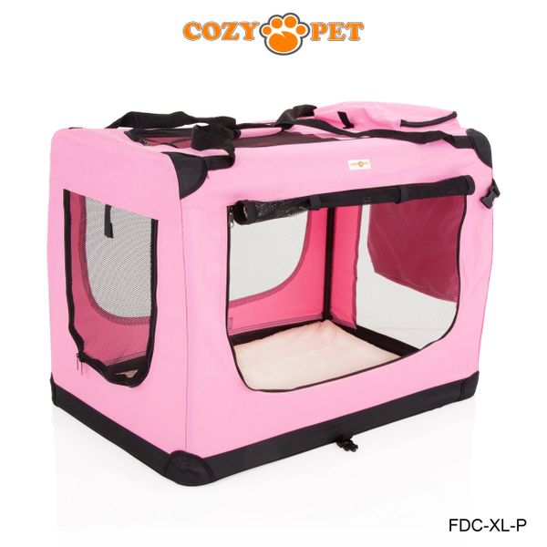 Fabric Dog Crate 90cm Pink by Cozy Pet FDC XL P Cozy Pet Ltd