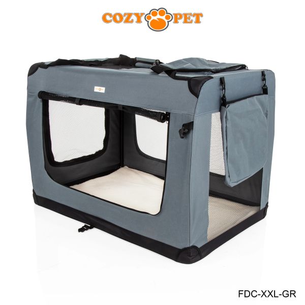 Fabric Dog Crate 101cm Grey by Cozy Pet FDCXXLGR RET Cozy Pet Ltd