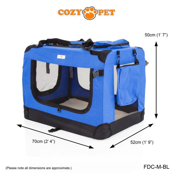 Fabric Dog Crate 70cm Blue by Cozy Pet FDCMBL RET Cozy Pet Ltd