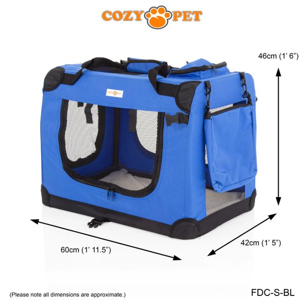 Fabric Dog Crate 60cm Blue by Cozy Pet FDCSBL RET Cozy Pet Ltd