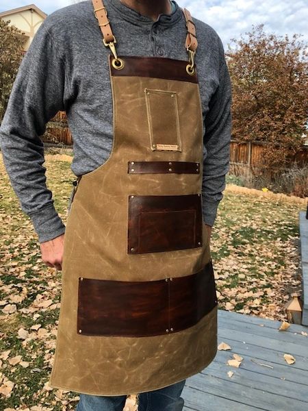 Details about   Waxed Canvas Work Apron With Pockets Heavy Duty Woodwork Painting Apron Unisex 